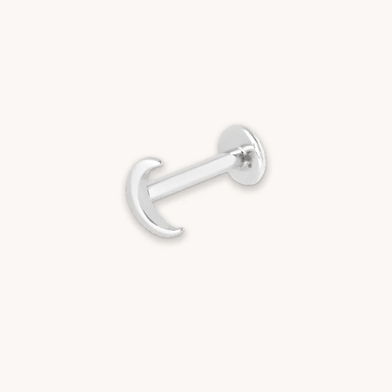 Must-Have Jewelry At Unbelievable Discounts Moon Piercing Stud in Solid White Gold