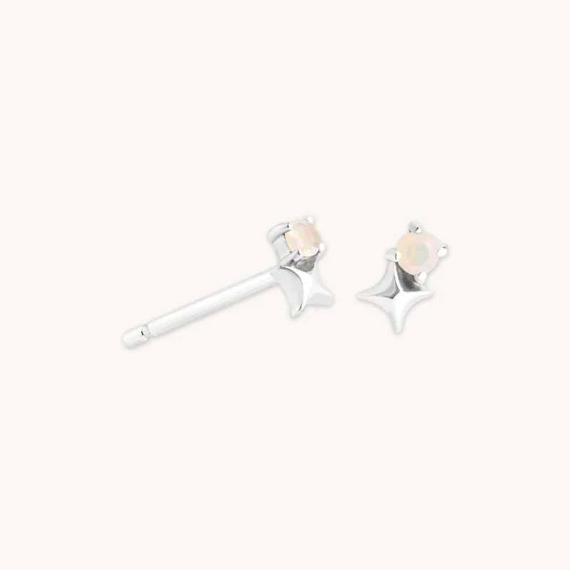 Buy More, Save More – Special Jewelry Discounts October Opal Birthstone Earrings in Solid White Gold