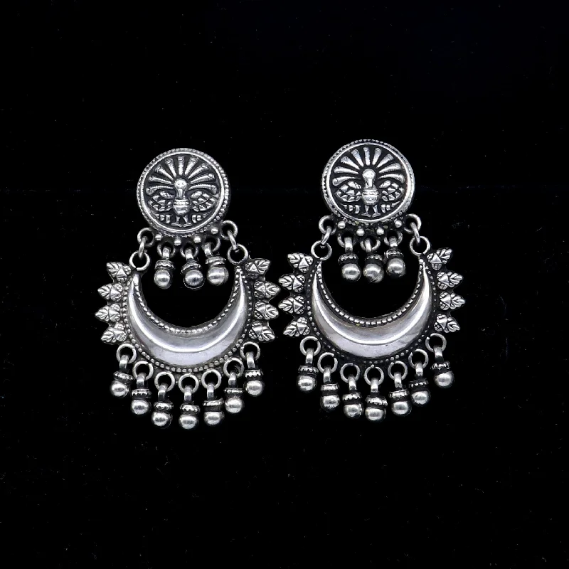 Stunning Jewelry Pieces At The Lowest Prices Ever Oxidized 925 sterling silver tribal Earrings,half moon earrings, stud earring hanging bells, drop dangle jewelry wedding party jewelry s380