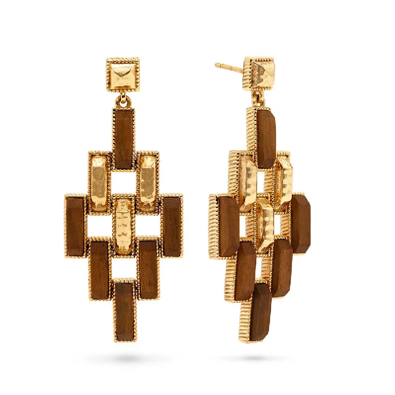 Grab Your Dream Jewelry At The Lowest Prices Pathway Post Drop Earrings - Gold/Teak