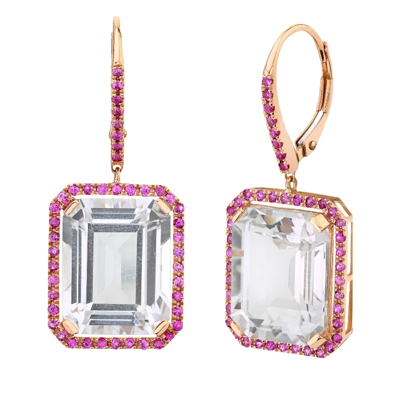 Dainty And Elegant Jewelry Now At Reduced Prices PINK SAPPHIRE & WHITE TOPAZ PORTRAIT EARRINGS