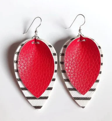 Eco-Friendly Sustainable Jewelry For Conscious Buyers Red Striped Leather Drop Earrings