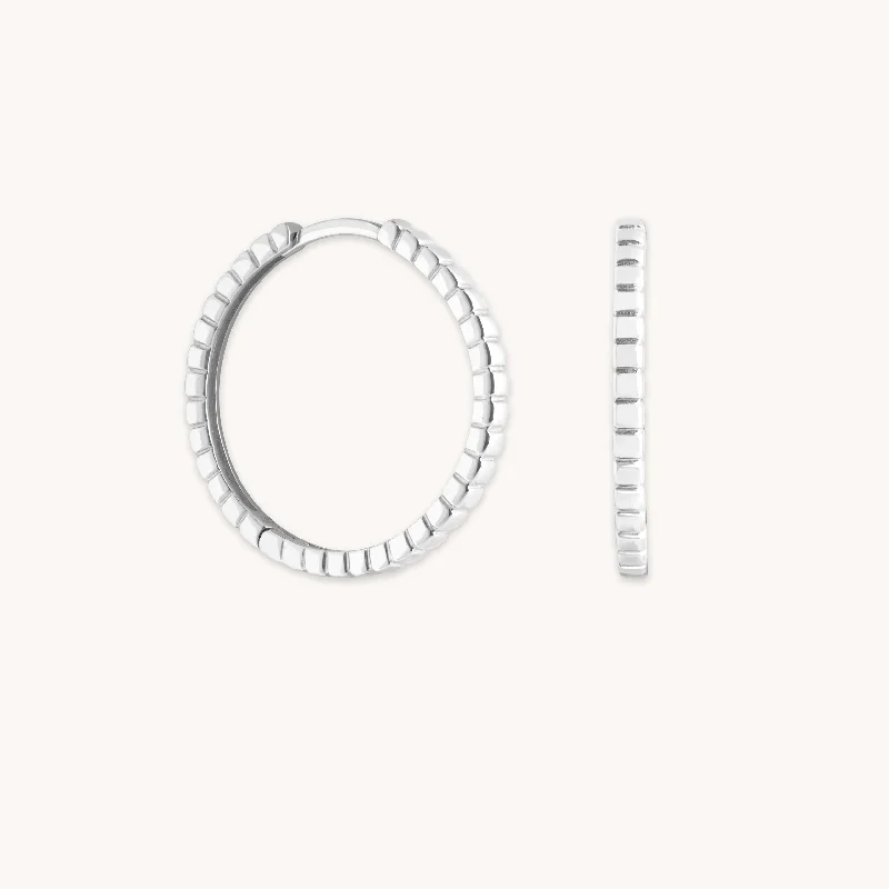 Last Chance To Shop High-End Jewelry At Markdown Prices Ridged Hoops in Solid White Gold