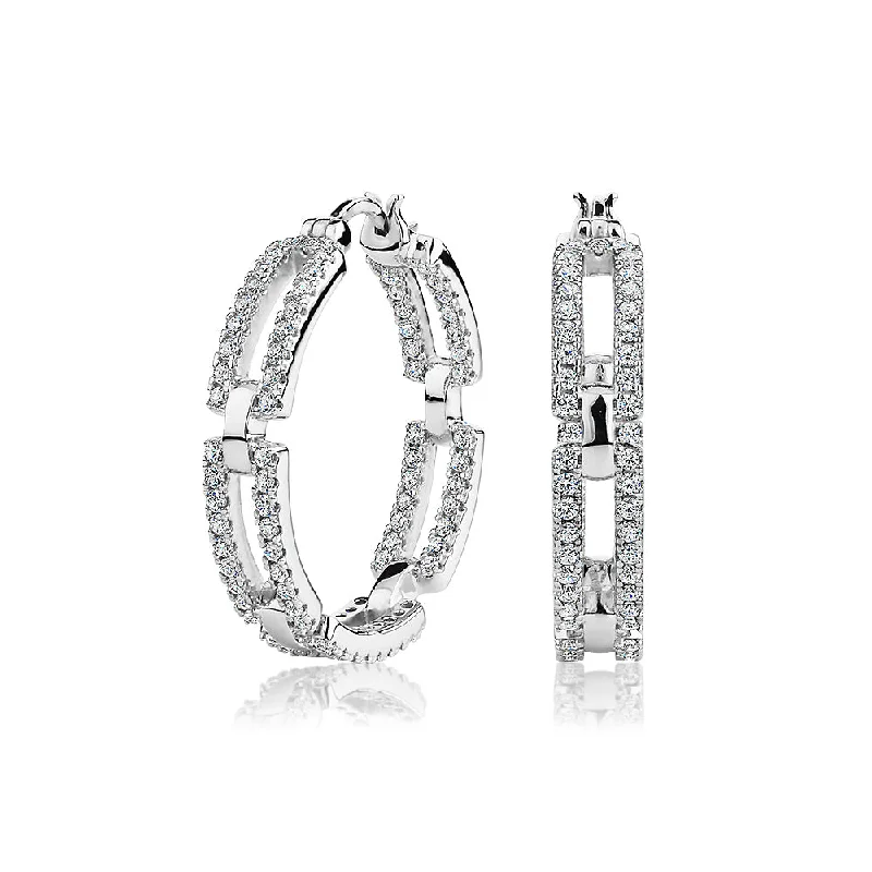 Exclusive Jewelry Sale – Grab Timeless Pieces Now Round Brilliant hoop earrings with 1.66 carats* of diamond simulants in sterling silver