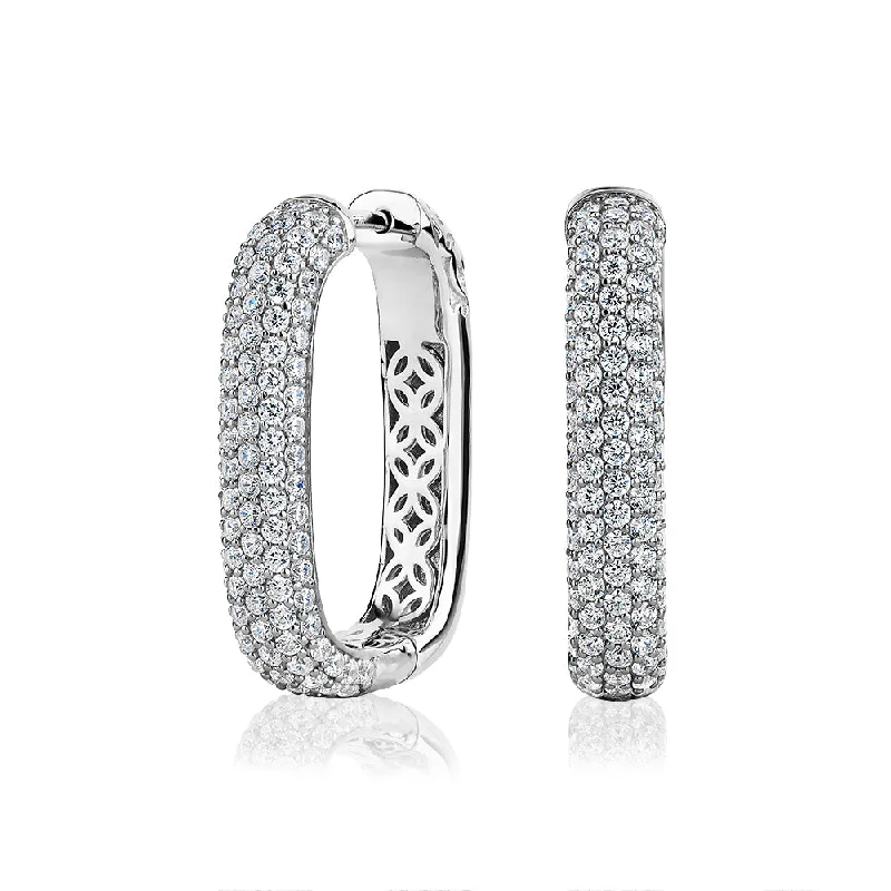 Limited-Time Jewelry Discounts – Shine Without The Splurge Round Brilliant hoop earrings with 1.98 carats* of diamond simulants in sterling silver