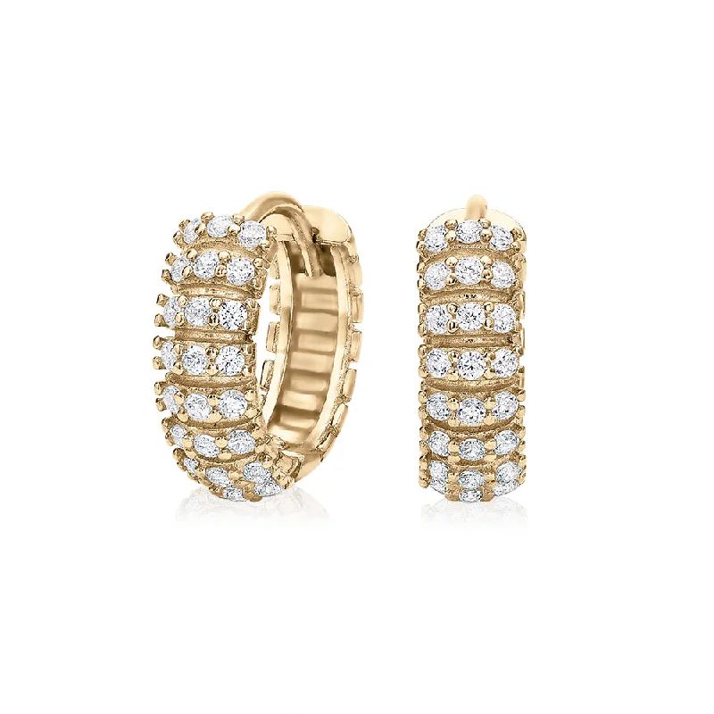 Last Chance To Shop High-End Jewelry At Markdown Prices Round Brilliant hoop earrings with diamond simulants in 10 carat yellow gold