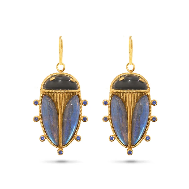 Premium Jewelry At Special Low Prices For A Limited Time Scarab Petite Drop Earrings - Blue Labradorite/Black Agate Premium Jewelry At Special Low Prices For A Limited Time Scarab Petite Drop Earrings - Blue Labradorite/Black Agate