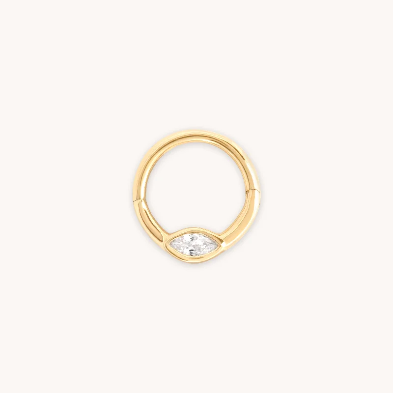 Discounted Jewelry For A Glamorous Look Solid Gold Marquise Daith Hoop