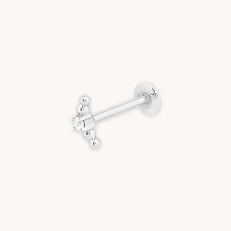 Unmissable Jewelry Clearance – Final Reductions Beaded Curved Piercing Stud in Solid White Gold