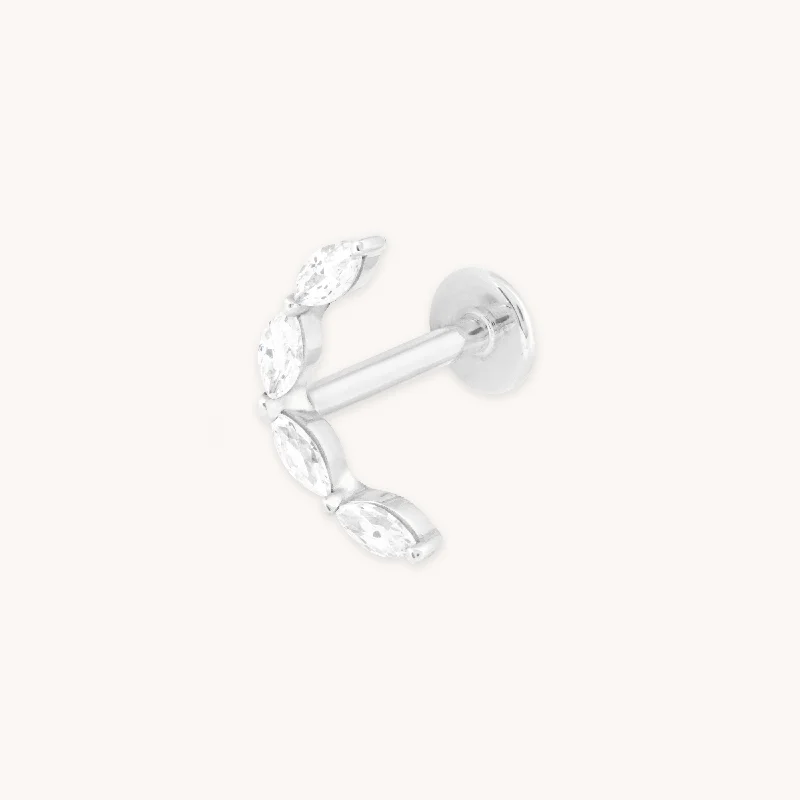 Grab Stylish Jewelry Before The Sale Ends Solid White Gold Crystal Curved Piercing Stud Grab Stylish Jewelry Before The Sale Ends Solid White Gold Crystal Curved Piercing Stud