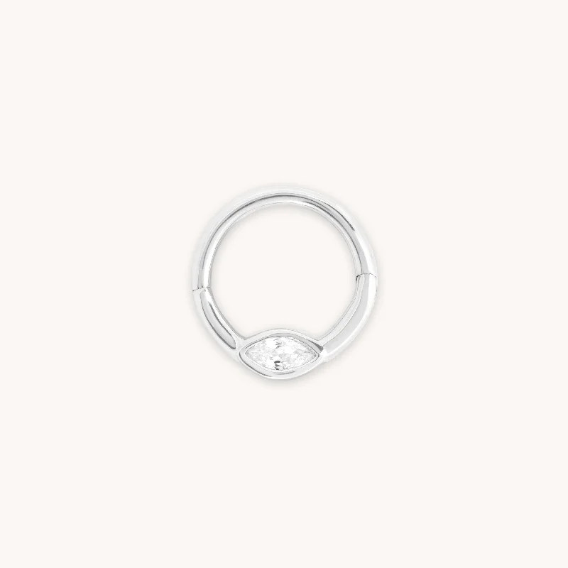 Elegant Jewelry Pieces At Unbelievable Prices Solid White Gold Marquise Daith Hoop
