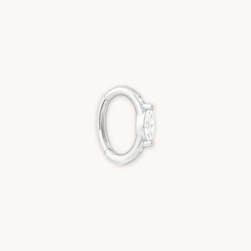 Must-Have Jewelry Pieces At Reduced Prices Solid White Gold Marquise Piercing Hoop