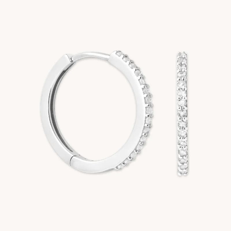 Elegant Necklaces And Bracelets At Limited-Time Offers Topaz 12mm Hoops in Solid White Gold