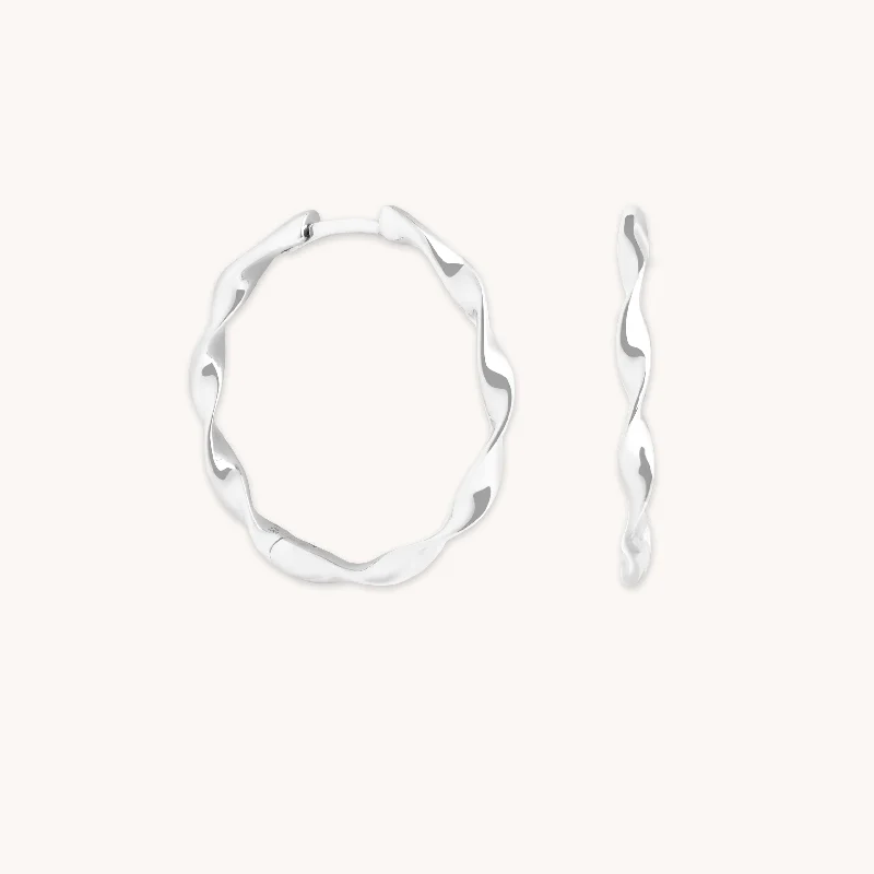 Big Discounts On Elegant Jewelry Collections Twist Large Hoops in Solid White Gold