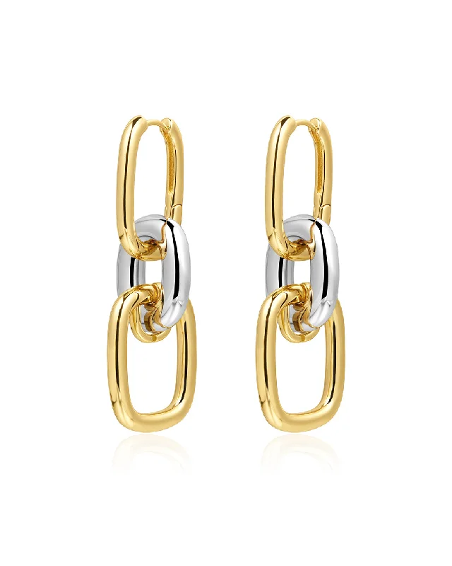 Trending Jewelry Now Available At Exclusive Prices Two-Tone Chain Link Huggies