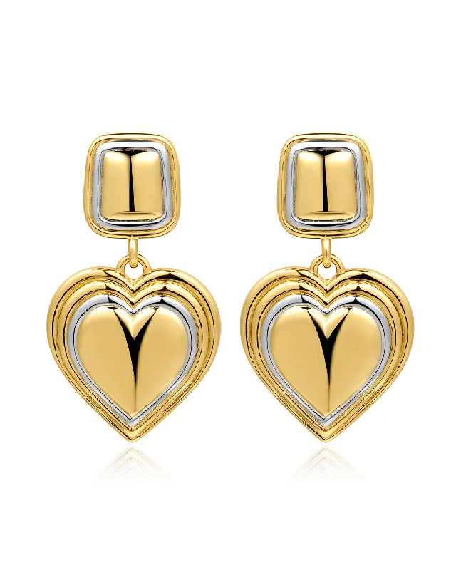 Modern Jewelry At Exclusive Discounts – Shop Today Two-Tone Heart Earrings