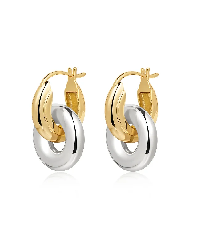 Flash Sale On Exquisite Jewelry – Don't Miss Out Two-Tone Interlock Hoops