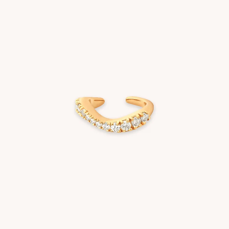 Exclusive Online Discounts On Stylish Jewelry Wave Crystal Ear Cuff in Gold