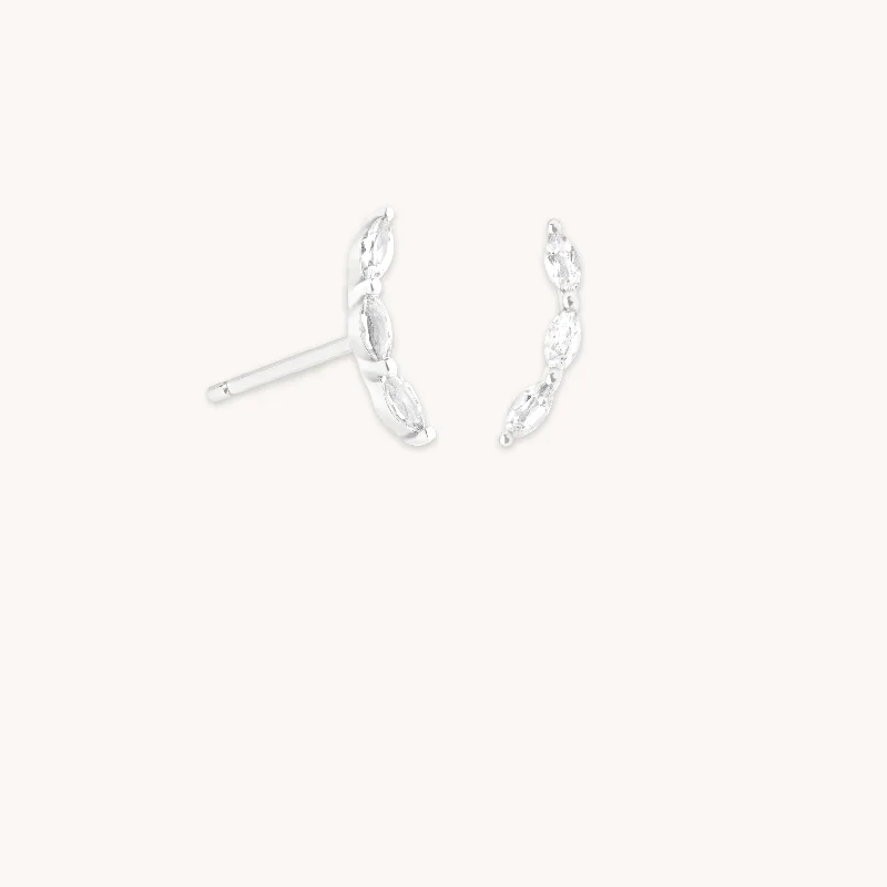 Shop Signature Jewelry Styles At Exclusive Prices White Topaz Curved Studs in Solid White Gold Shop Signature Jewelry Styles At Exclusive Prices White Topaz Curved Studs in Solid White Gold