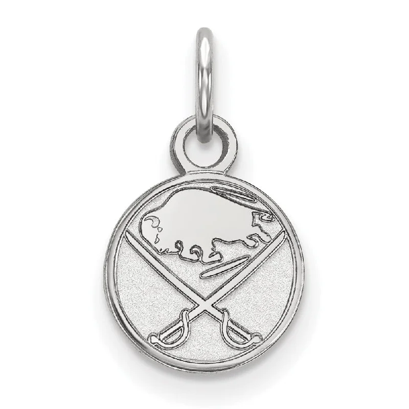 10k White Gold NHL Buffalo Sabres XS (Tiny) Disc Charm or Pendant