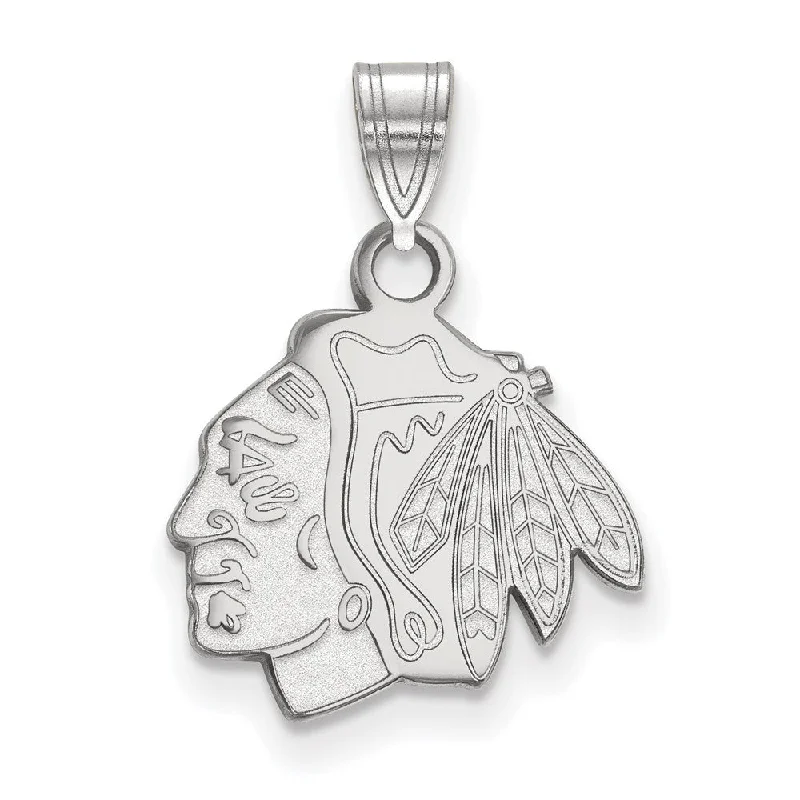 10k White Gold NHL Chicago Blackhawks Small Logo Pendant