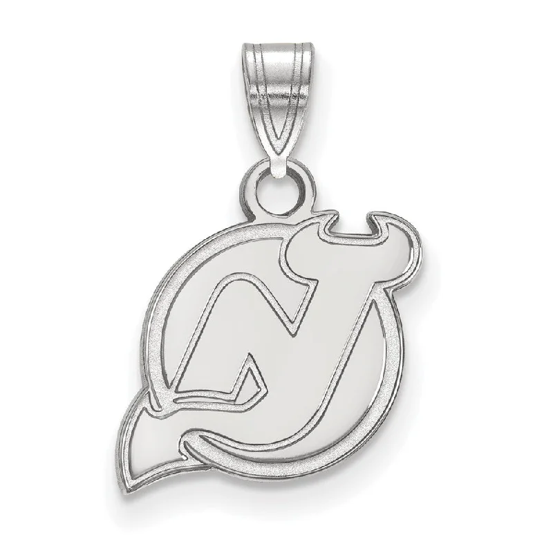 10k White Gold NHL New Jersey Devils Small Pendant