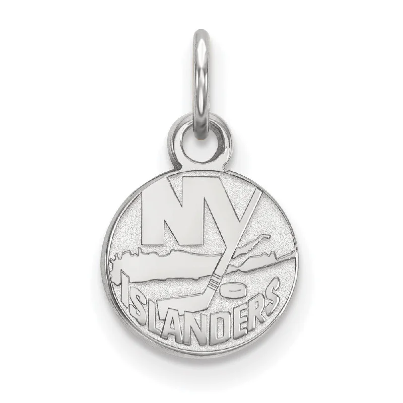 10k White Gold NHL New York Islanders XS (Tiny) Disc Charm or Pendant