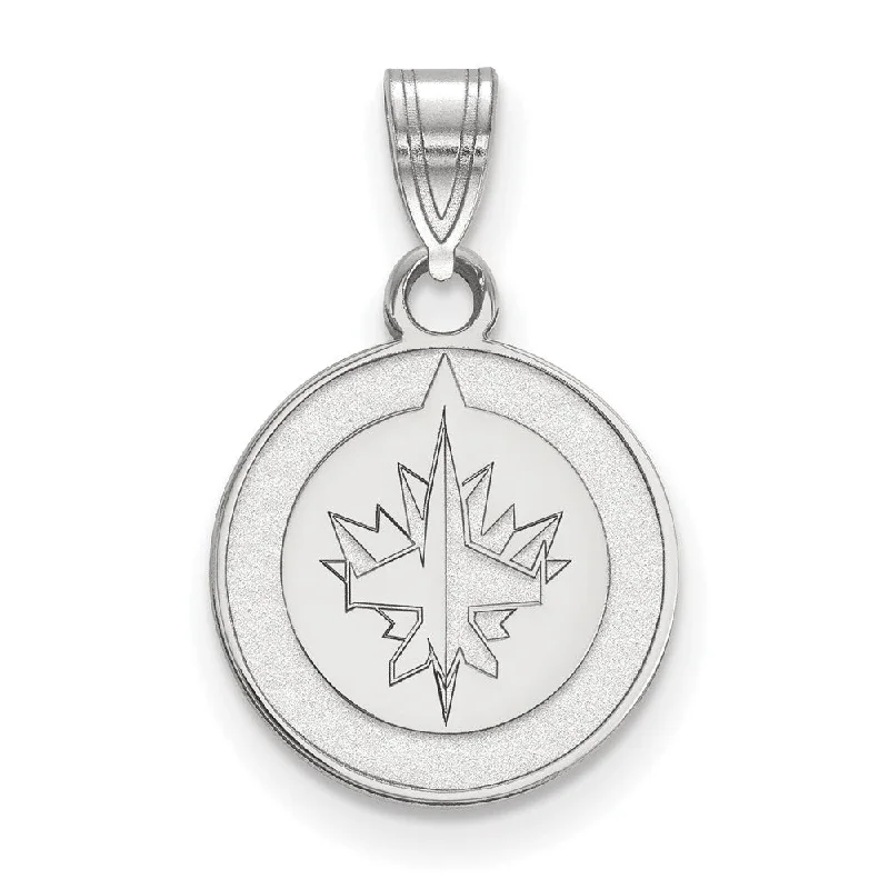 10k White Gold NHL Winnipeg Jets Small Disc Pendant