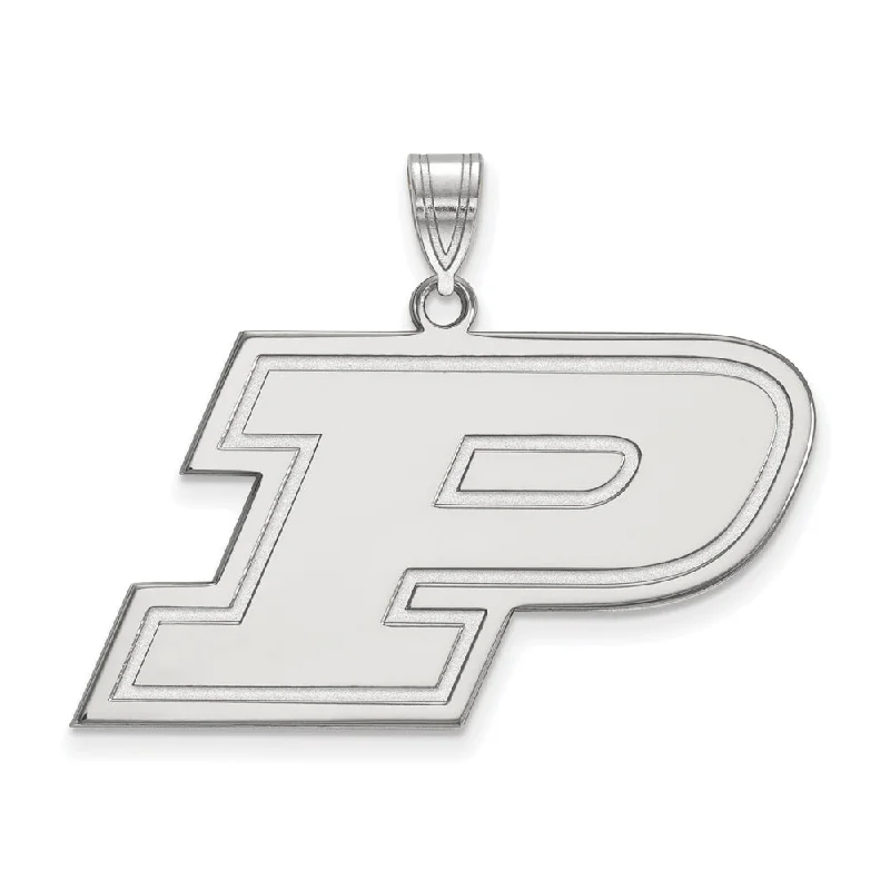 10k White Gold Purdue Large Initial P Pendant