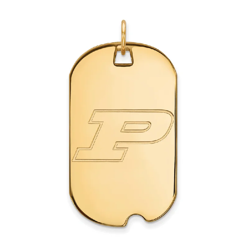 10k Yellow Gold Purdue Large Initial P Dog Tag Pendant