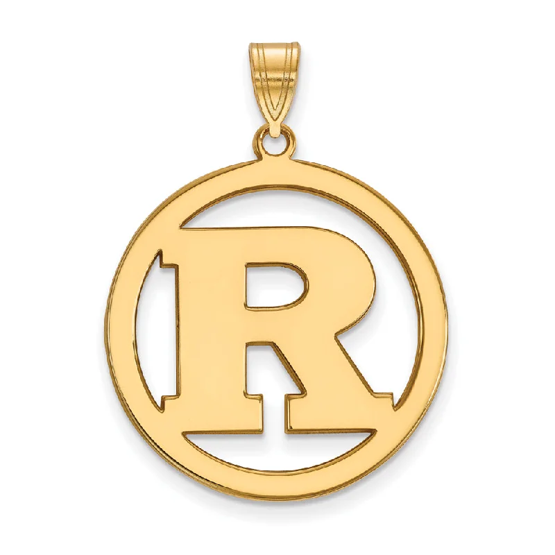 14k Gold Plated Silver Rutgers XL Initial R Circle Pendant