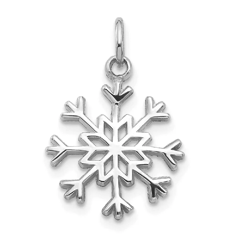 14k White Gold Breckenridge Snowflake Pendant, 9/16 Inch