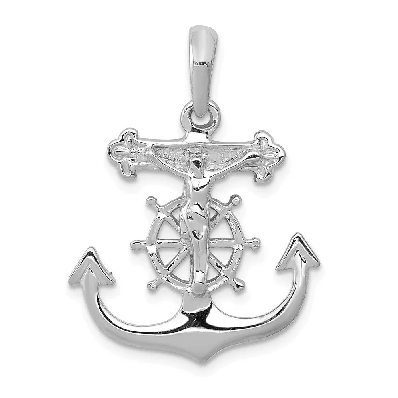 Last Chance To Grab Your Favorite Jewelry At A Discount 14k White Gold Mariner's Crucifix Cross Pendant, 22 x 28mm