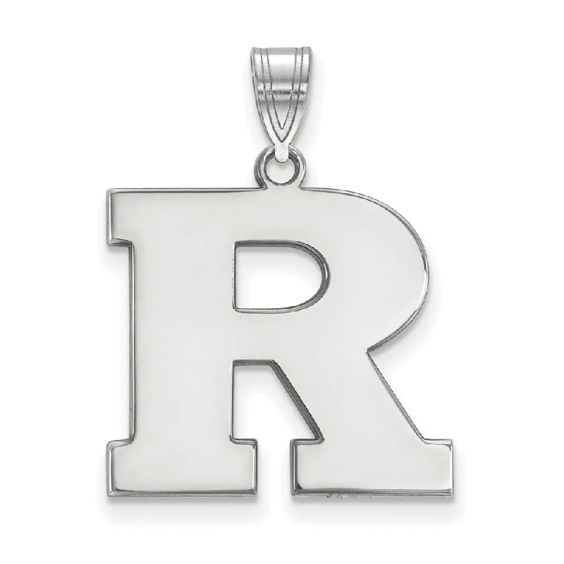 14k White Gold Rutgers Large Initial R Pendant