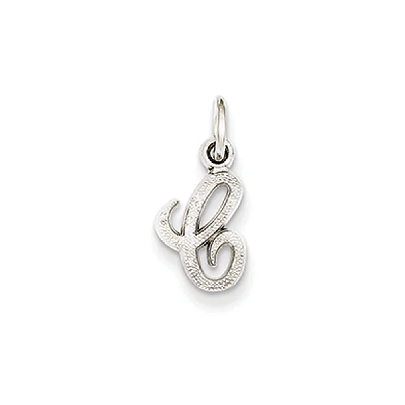 14k White Gold, Sadie Collection, Mini Satin Script Initial C Charm