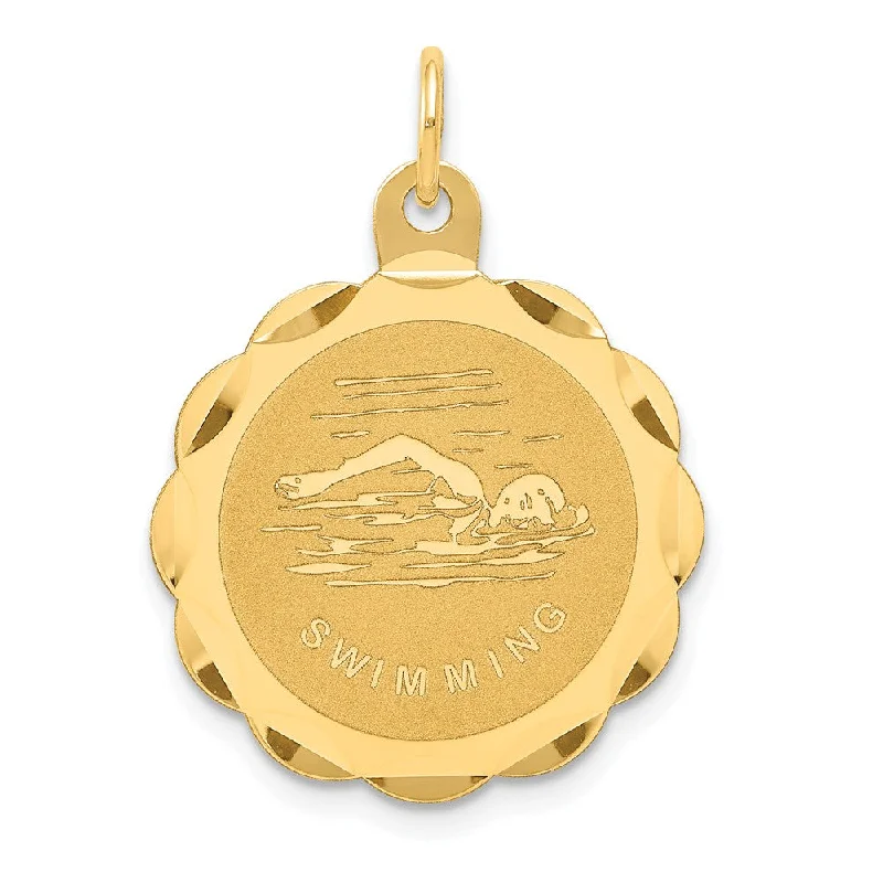 Jewelry Sale Bonanza – Grab Your Sparkle Now 14k Yellow Gold 20mm Swimming Disc Pendant