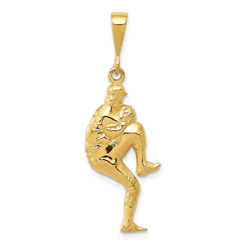 Personalized Jewelry At Special Discount Rates 14k Yellow Gold 3D Baseball Pitcher Pendant