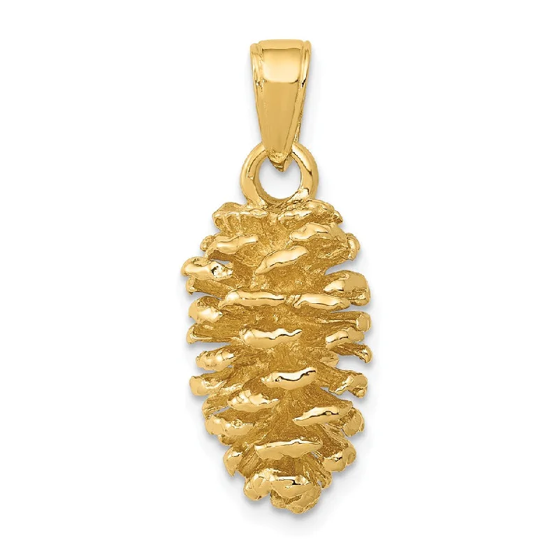 14k Yellow Gold 3D Polished Pinecone Pendant