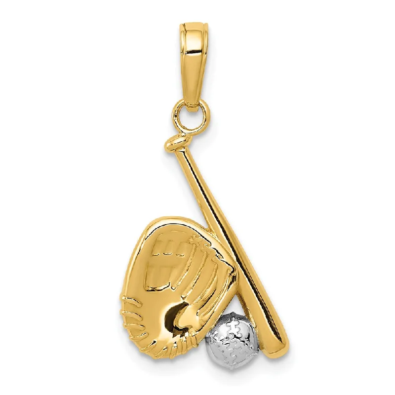 Bestselling Jewelry At Special Promotional Rates 14k Yellow Gold and White Rhodium Two Tone Baseball Pendant