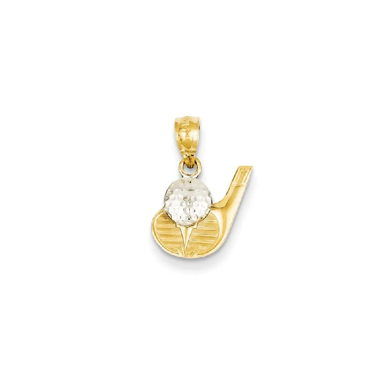 Sparkle More For Less – Jewelry Sale Happening Now 14k Yellow Gold and White Rhodium Two Tone Golf Club and Ball Pendant