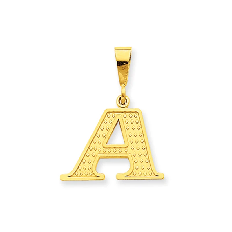 Personalized Engraved Jewelry For Meaningful Gifts 14k Yellow Gold, Ashley Collection, Textured Initial A Pendant