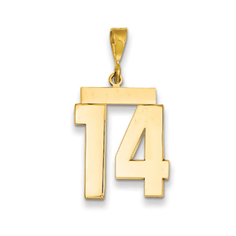 Fashion-Forward Jewelry At Exclusive Discounts 14k Yellow Gold, Athletic Collection, Large Polished Number 14 Pendant
