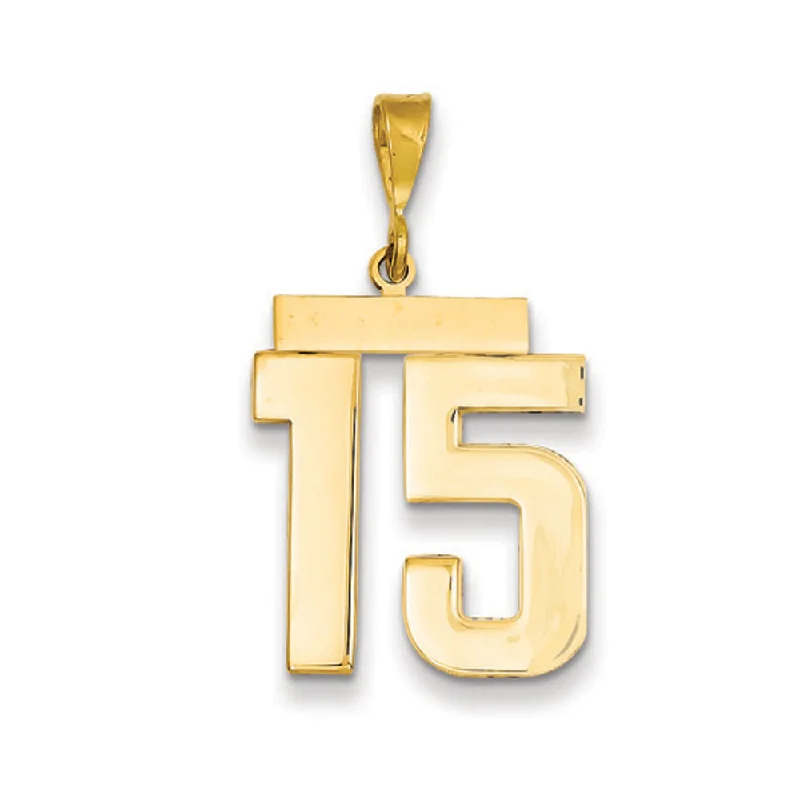 Shop Modern Jewelry Collections With Exclusive Discounts 14k Yellow Gold, Athletic Collection, Large Polished Number 15 Pendant