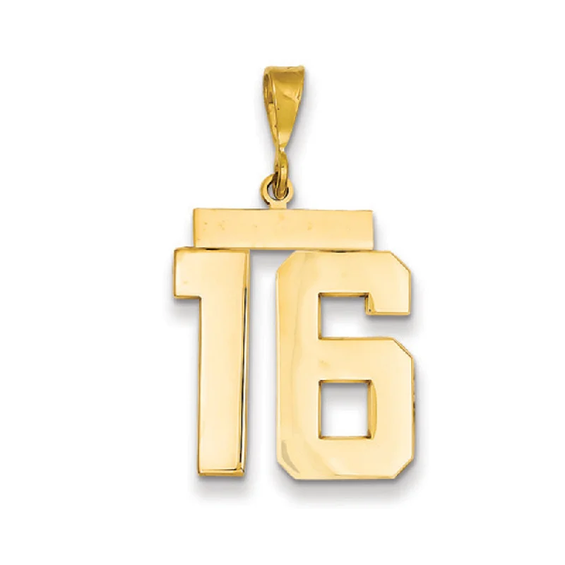 Jewelry Clearance Event – Stock Up Before It's Over 14k Yellow Gold, Athletic Collection, Large Polished Number 16 Pendant