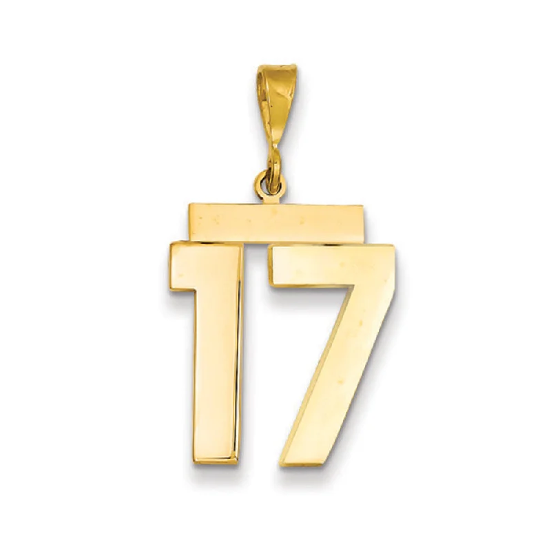 Your Dream Jewelry At Dream Prices – Shop Now 14k Yellow Gold, Athletic Collection, Large Polished Number 17 Pendant