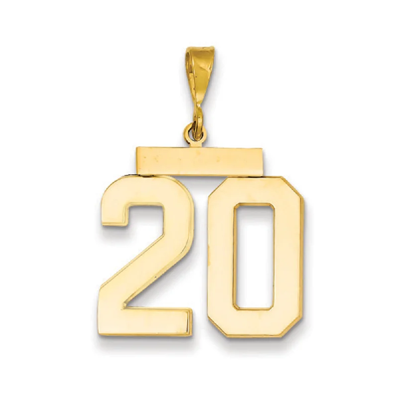 Versatile Layering Jewelry For Effortless Chic 14k Yellow Gold, Athletic Collection, Large Polished Number 20 Pendant