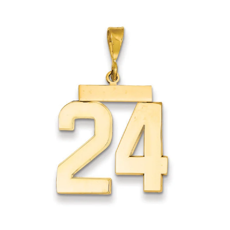 Clearance Sale On High-End Jewelry Collections 14k Yellow Gold, Athletic Collection, Large Polished Number 24 Pendant
