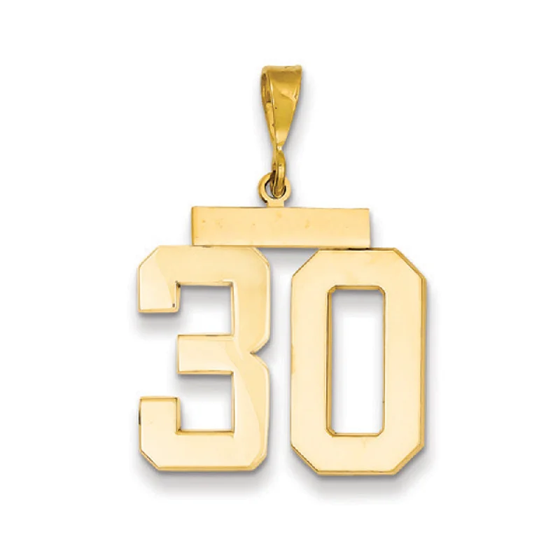 Exclusive Jewelry Bundles At Discounted Rates 14k Yellow Gold, Athletic Collection, Large Polished Number 30 Pendant