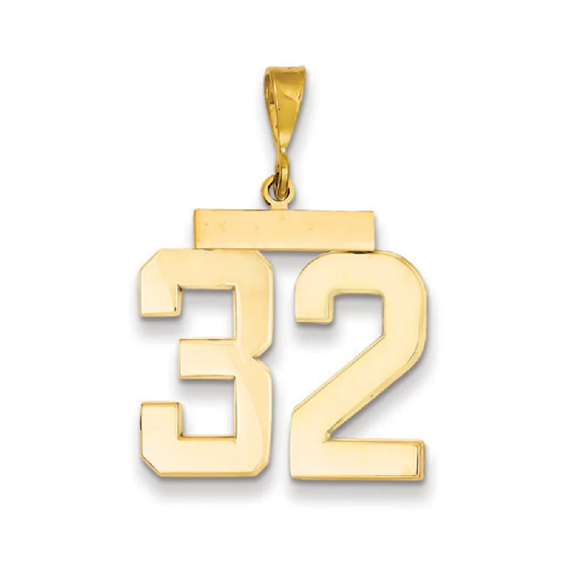 Personalized Jewelry Sale – Unique Pieces At Great Prices 14k Yellow Gold, Athletic Collection, Large Polished Number 32 Pendant
