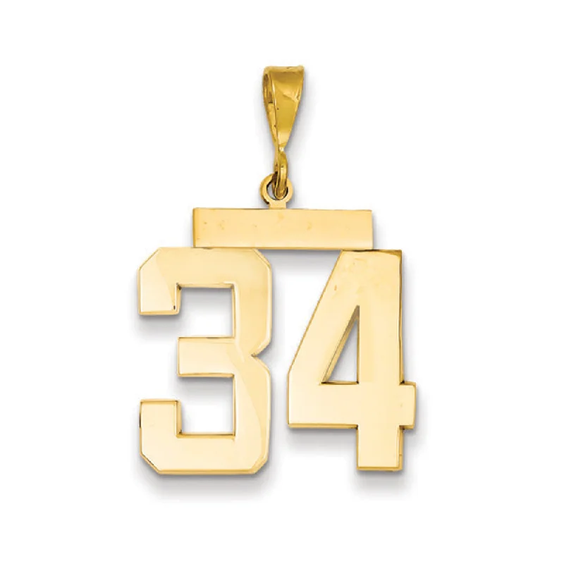 Huge Savings On Timeless Jewelry Collections 14k Yellow Gold, Athletic Collection, Large Polished Number 34 Pendant